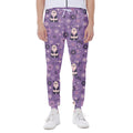 Purple Panda And Flower Pattern Print Joggers