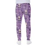 Purple Panda And Flower Pattern Print Scuba Joggers