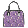 Purple Panda And Flower Pattern Print Shoulder Handbag