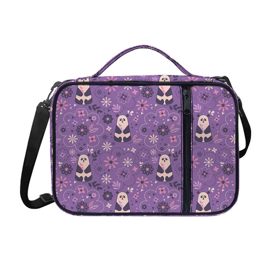 Purple Panda And Flower Pattern Print Shoulder Strap Bible Bag