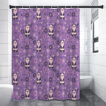 Purple Panda And Flower Pattern Print Shower Curtain