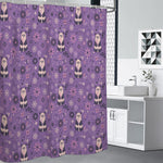 Purple Panda And Flower Pattern Print Shower Curtain