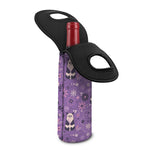 Purple Panda And Flower Pattern Print Single Neoprene Wine Tote