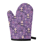 Purple Panda And Flower Pattern Print Single Oven Mitt