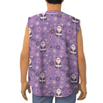 Purple Panda And Flower Pattern Print Sleeveless Baseball Jersey