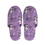 Purple Panda And Flower Pattern Print Slippers