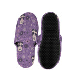 Purple Panda And Flower Pattern Print Slippers