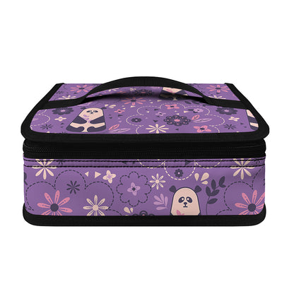Purple Panda And Flower Pattern Print Small Lunch Bag