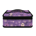 Purple Panda And Flower Pattern Print Small Lunch Bag