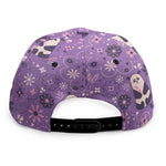 Purple Panda And Flower Pattern Print Snapback Cap