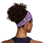 Purple Panda And Flower Pattern Print Sports Headband