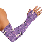 Purple Panda And Flower Pattern Print Sun Protection Arm Sleeves