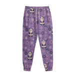 Purple Panda And Flower Pattern Print Sweatpants