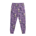 Purple Panda And Flower Pattern Print Sweatpants