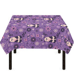 Purple Panda And Flower Pattern Print Tablecloth