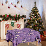 Purple Panda And Flower Pattern Print Tablecloth