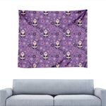 Purple Panda And Flower Pattern Print Tapestry