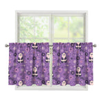 Purple Panda And Flower Pattern Print Tier Curtains