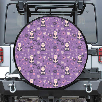 Purple Panda And Flower Pattern Print Tire Cover