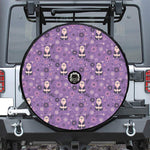 Purple Panda And Flower Pattern Print Tire Cover With Camera Hole