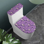 Purple Panda And Flower Pattern Print Toilet Lid And Tank Cover Set