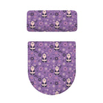 Purple Panda And Flower Pattern Print Toilet Lid And Tank Cover Set