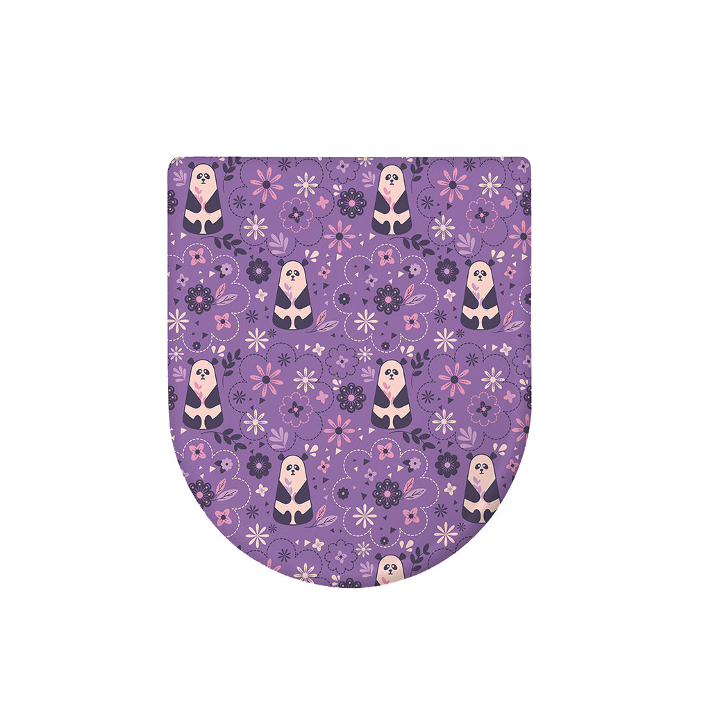 Purple Panda And Flower Pattern Print Toilet Lid Cover