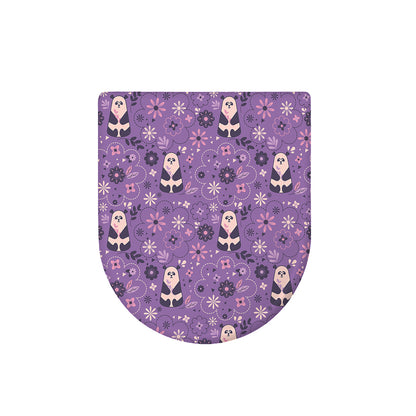 Purple Panda And Flower Pattern Print Toilet Lid Cover