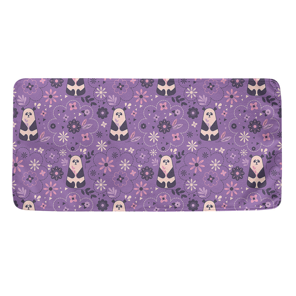 Purple Panda And Flower Pattern Print Towel