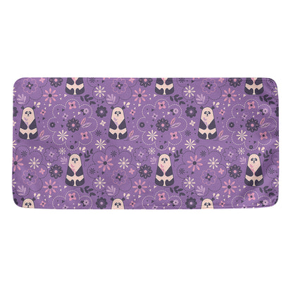 Purple Panda And Flower Pattern Print Towel