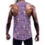 Purple Panda And Flower Pattern Print Training Tank Top