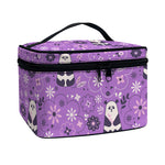 Purple Panda And Flower Pattern Print Travel Makeup Bag