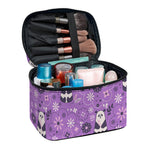 Purple Panda And Flower Pattern Print Travel Makeup Bag