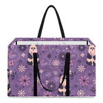 Purple Panda And Flower Pattern Print Utility Tote Bag