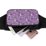 Purple Panda And Flower Pattern Print Waist Bag