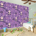 Purple Panda And Flower Pattern Print Wall Sticker