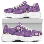 Purple Panda And Flower Pattern Print White Chunky Shoes