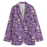 Purple Panda And Flower Pattern Print Women's Blazer