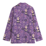 Purple Panda And Flower Pattern Print Women's Blazer