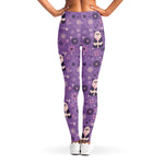 Purple Panda And Flower Pattern Print Women's Leggings