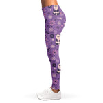 Purple Panda And Flower Pattern Print Women's Leggings