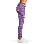 Purple Panda And Flower Pattern Print Women's Leggings