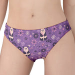 Purple Panda And Flower Pattern Print Women's Panties