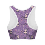 Purple Panda And Flower Pattern Print Women's Sports Bra