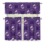 Purple Pisces Zodiac Pattern Print 3 Piece Kitchen Curtains