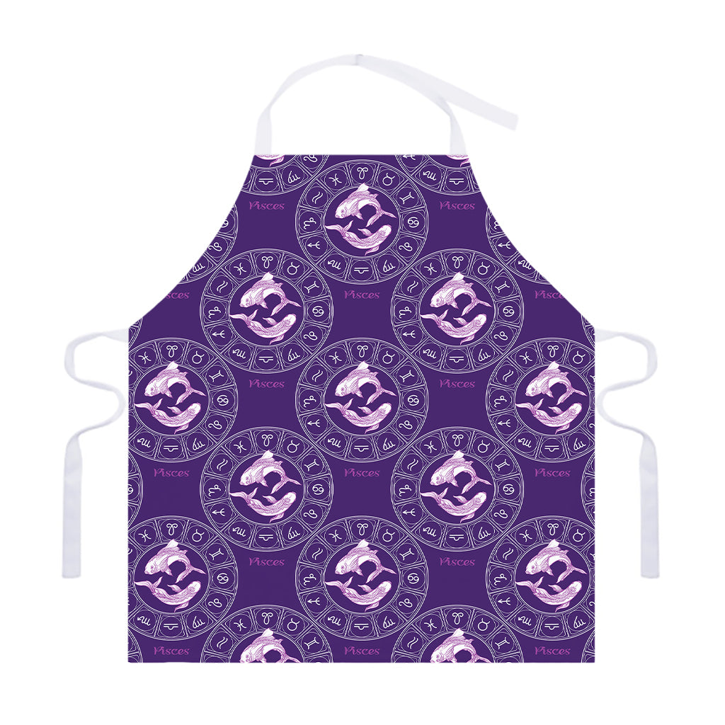 Purple Pisces Zodiac Pattern Print Adjustable Apron