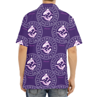 Purple Pisces Zodiac Pattern Print Aloha Shirt