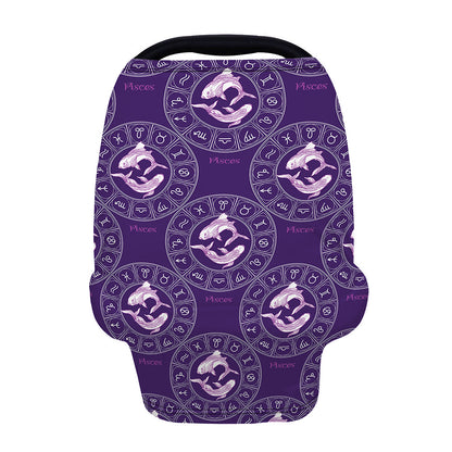 Purple Pisces Zodiac Pattern Print Baby Seat Cover