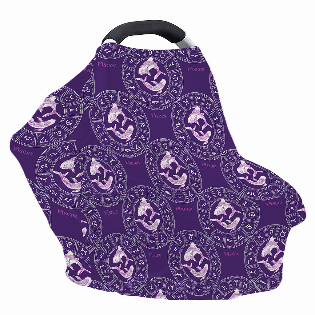 Purple Pisces Zodiac Pattern Print Baby Seat Cover