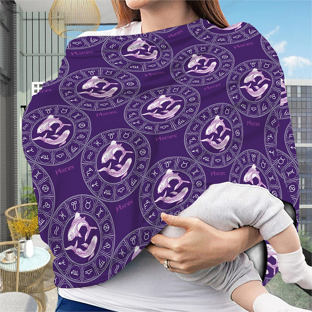 Purple Pisces Zodiac Pattern Print Baby Seat Cover
